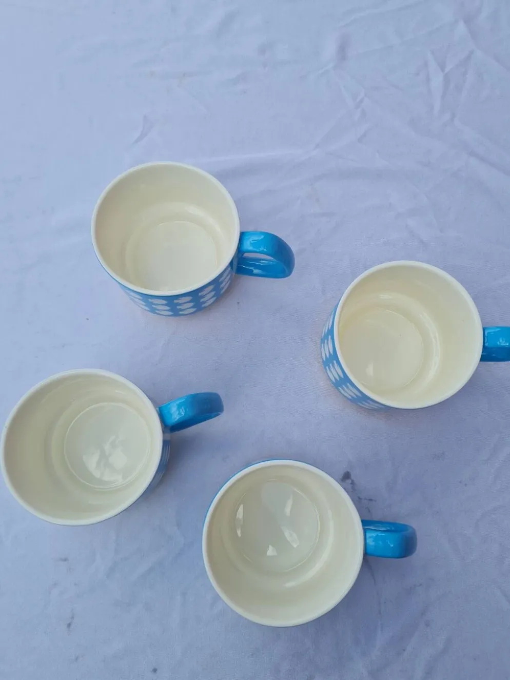 Lot de 4 grandes tasses en céramique au motif oiseaux - style rétro