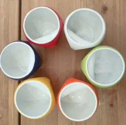 Lot de 6 grands mugs Pradel France – design rétro pop / Space Age – mu