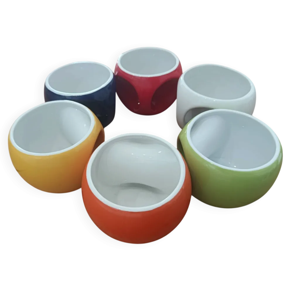 Lot de 6 grands mugs Pradel France – design rétro pop / Space Age – mu