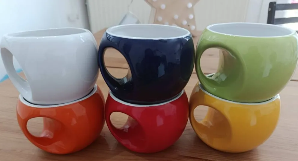 Lot de 6 grands mugs Pradel France – design rétro pop / Space Age – mu