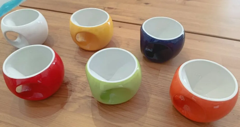 Lot de 6 grands mugs Pradel France – design rétro pop / Space Age – mu
