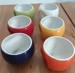 Lot de 6 grands mugs Pradel France – design rétro pop / Space Age – mu