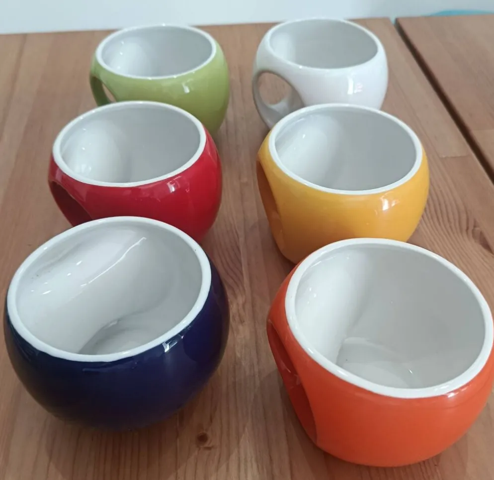 Lot de 6 grands mugs Pradel France – design rétro pop / Space Age – mu