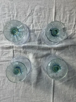 Lot de 4 grands verres bleu et vert H14 D10