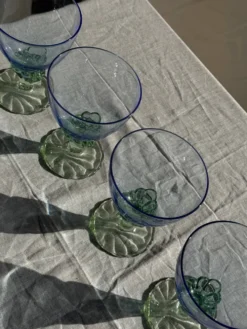 Lot de 4 grands verres bleu et vert H14 D10