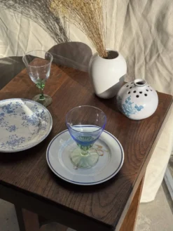 Lot de 4 grands verres bleu et vert H14 D10
