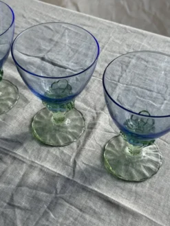 Lot de 4 grands verres bleu et vert H14 D10