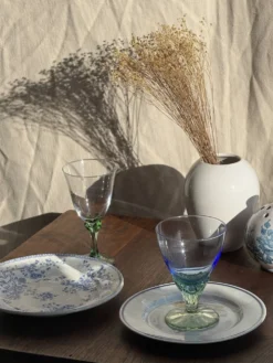 Lot de 4 grands verres bleu et vert H14 D10