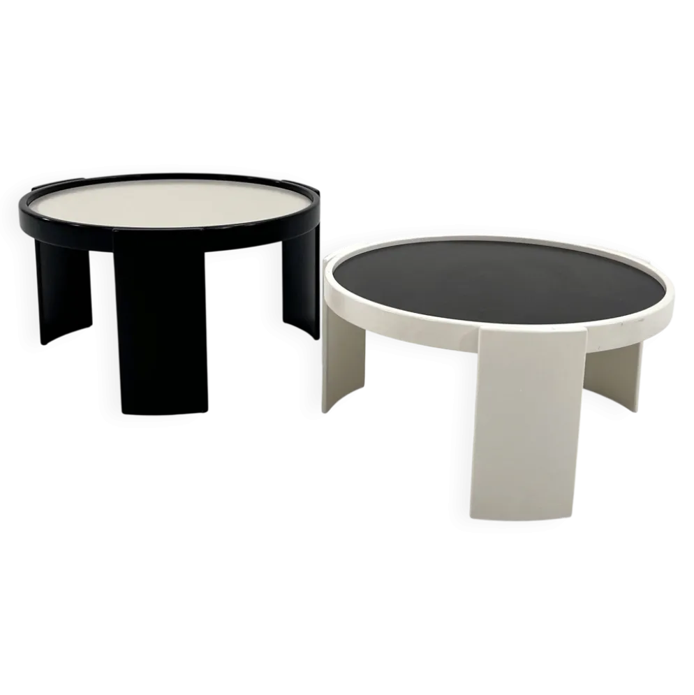Lot de 2 large tables gigognes réversibles par G. Frattini pour Cassina, 70