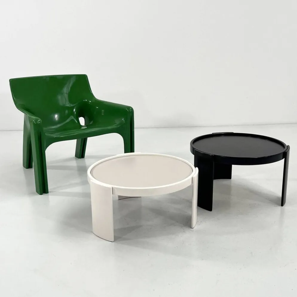 Lot de 2 large tables gigognes réversibles par G. Frattini pour Cassina, 70