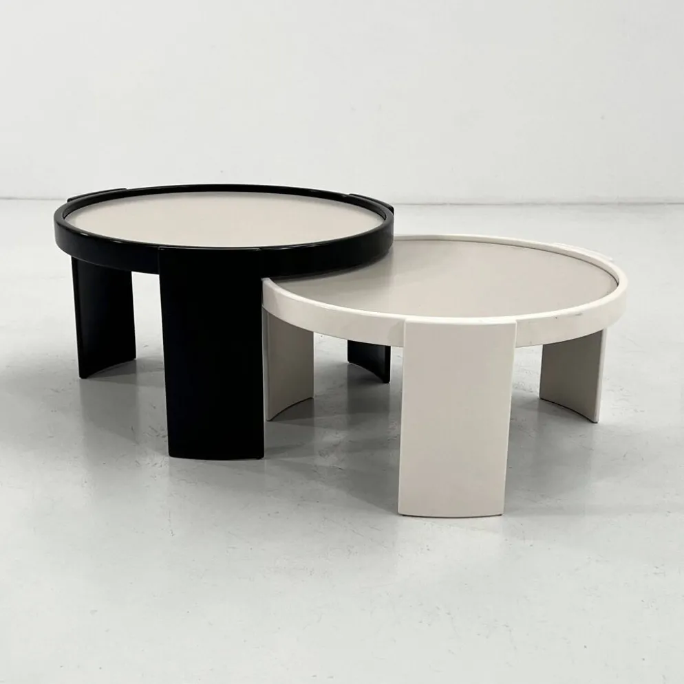Lot de 2 large tables gigognes réversibles par G. Frattini pour Cassina, 70