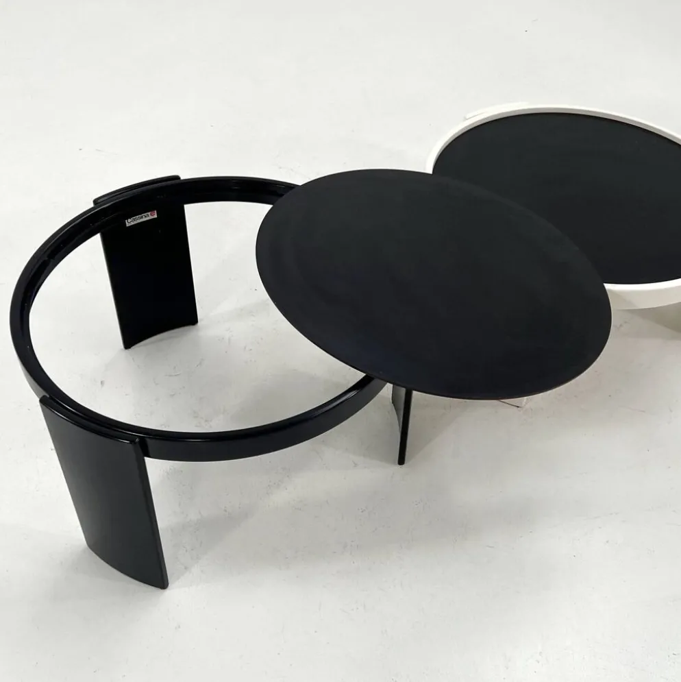 Lot de 2 large tables gigognes réversibles par G. Frattini pour Cassina, 70