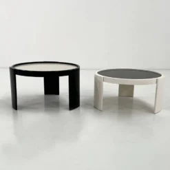 Lot de 2 large tables gigognes réversibles par G. Frattini pour Cassina, 70