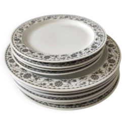 Lot de Lot de 6 assiettes plates et 4 assiettes dessert,en porcelaine
