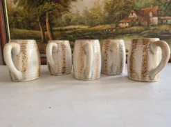 Lot de 5 mugs ou chopes vintage en grés de rambervillers signés alphonse cytere