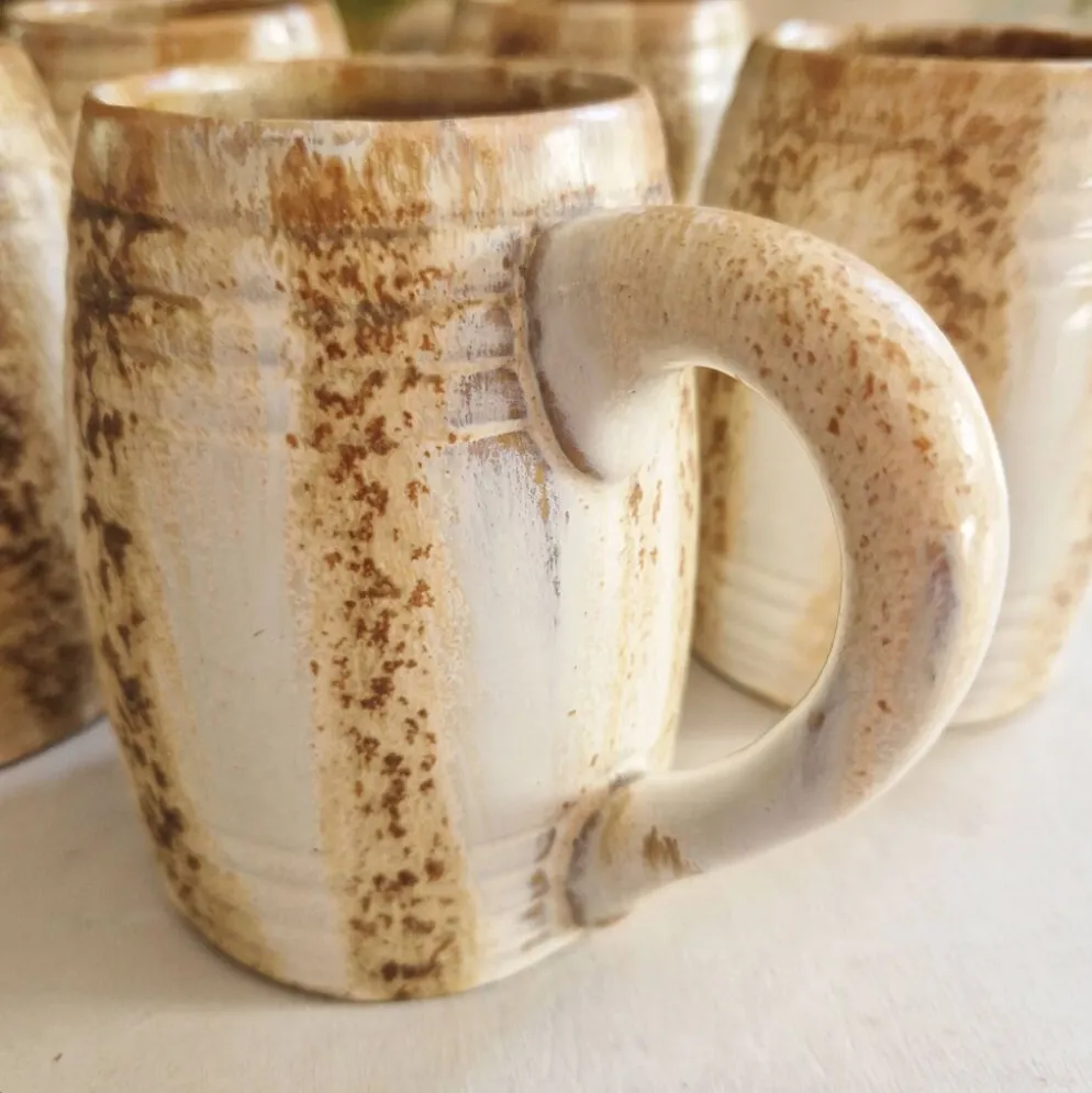 Lot de 5 mugs ou chopes vintage en grés de rambervillers signés alphonse cytere