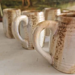 Lot de 5 mugs ou chopes vintage en grés de rambervillers signés alphonse cytere