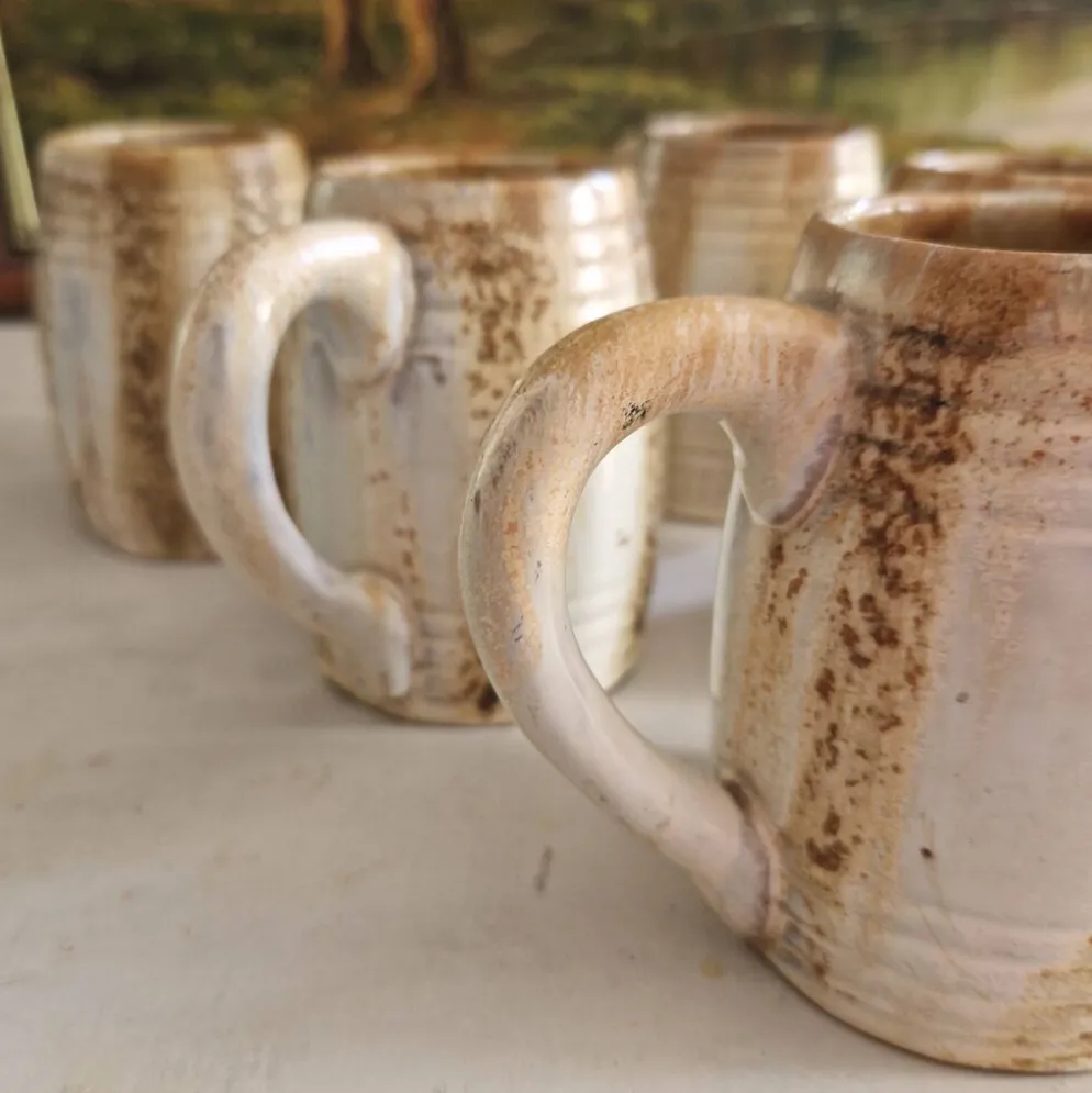 Lot de 5 mugs ou chopes vintage en grés de rambervillers signés alphonse cytere