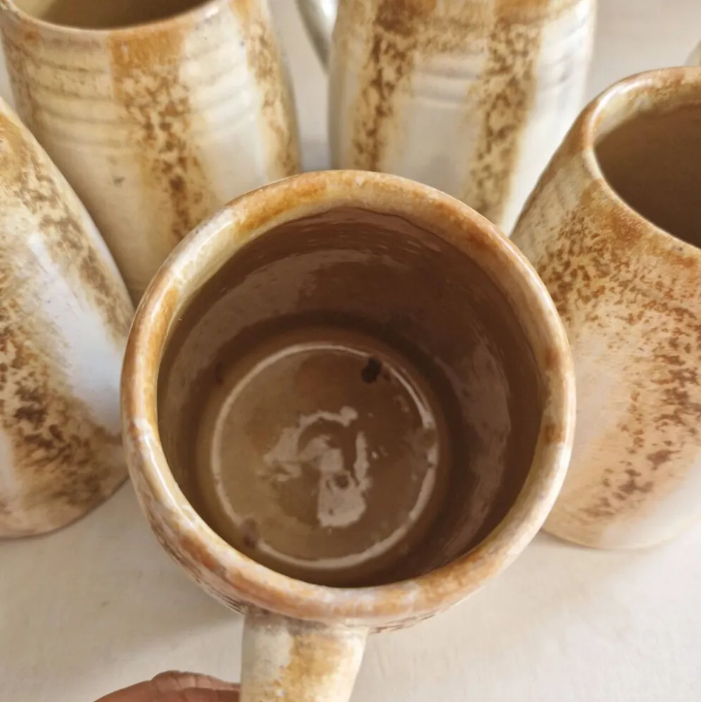 Lot de 5 mugs ou chopes vintage en grés de rambervillers signés alphonse cytere