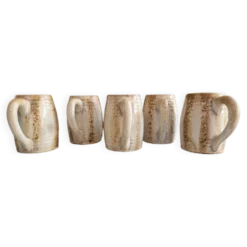 Lot de 5 mugs ou chopes vintage en grés de rambervillers signés alphonse cytere