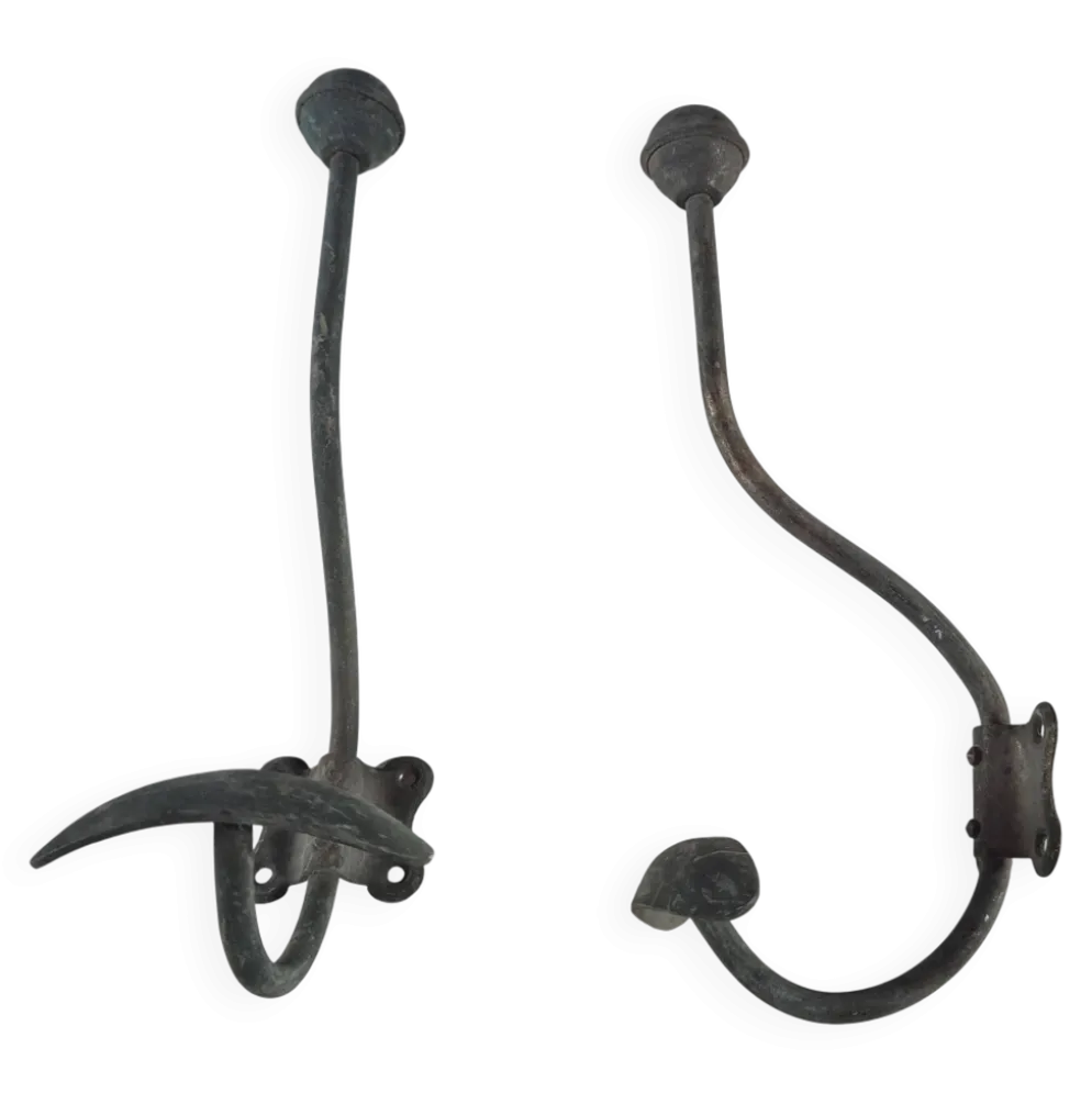 Lot de 2 pateres porte manteaux vintage en metal