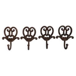 Lot de 4 patères anciennes en fer forgé