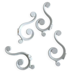 Lot de 4 patères en métal laqué blanc