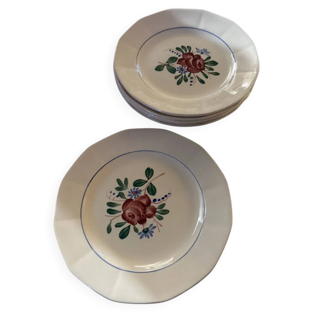 Lot de 6 petites assiettes à dessert Digoin Sarreguemines 9177