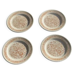Lot de 4 petites assiettes à dessert à motif de fleurs stylisées vintage