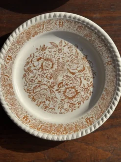 Lot de 4 petites assiettes à dessert à motif de fleurs stylisées vintage