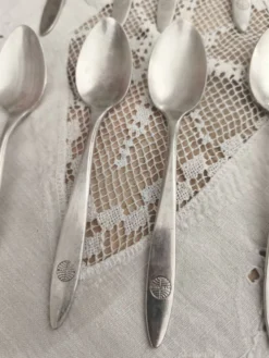 Lot de 9 petites cuillères anciennes en argent Compagnie aérienne PANAM