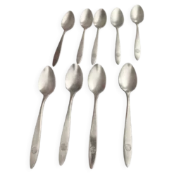 Lot de 9 petites cuillères anciennes en argent Compagnie aérienne PANAM