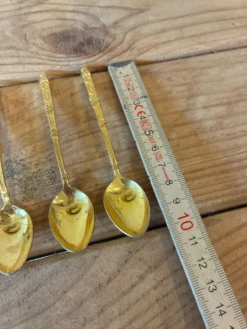 Lot de 5 petites cuillères moka/café dorées - Style Bambou Vintage