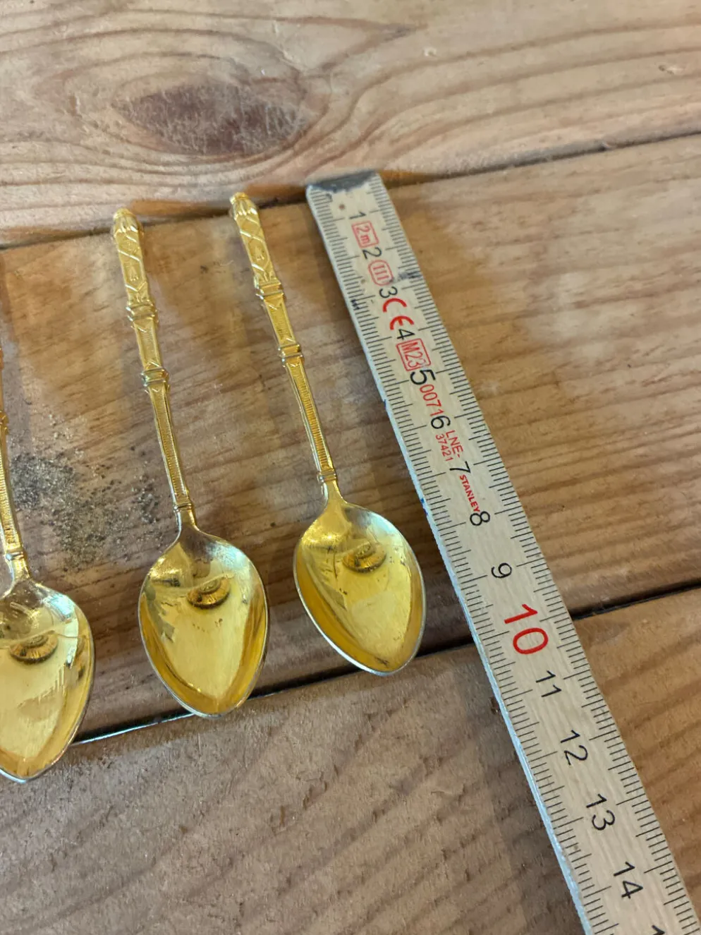 Lot de 5 petites cuillères moka/café dorées - Style Bambou Vintage