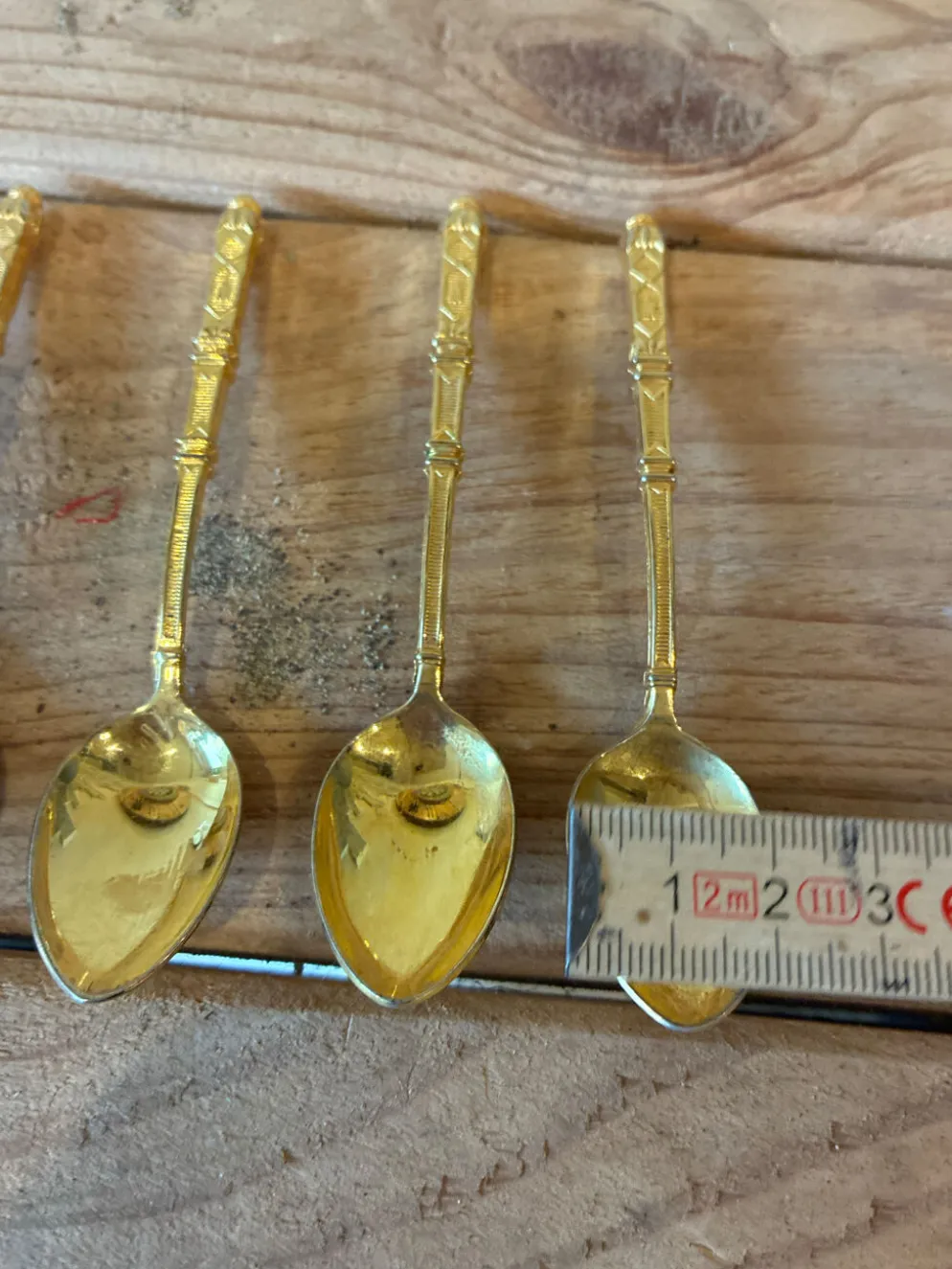 Lot de 5 petites cuillères moka/café dorées - Style Bambou Vintage