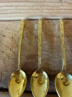 Lot de 5 petites cuillères moka/café dorées - Style Bambou Vintage