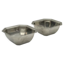 Lot de 2 petits bols octogonaux en métal argenté