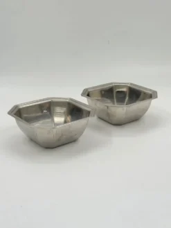 Lot de 2 petits bols octogonaux en métal argenté