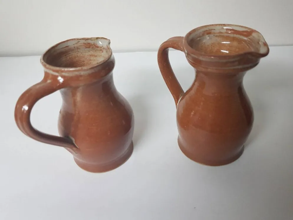 Lot de 3 Pichets / pots à lait en céramique Signé Daniel Auger (Puisaye)