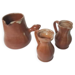 Lot de 3 Pichets / pots à lait en céramique Signé Daniel Auger (Puisaye)