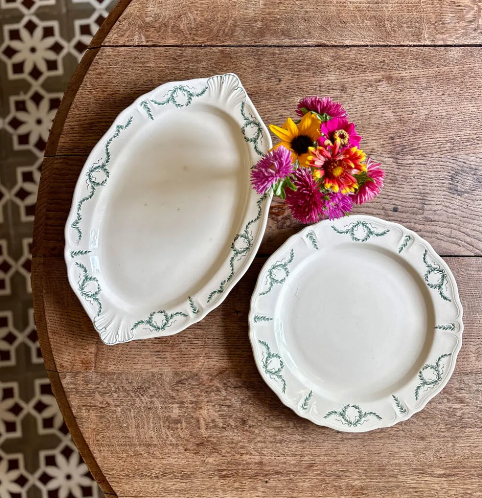 Lot de 2 plats ancien en terre de fer - Villey de Longchamp