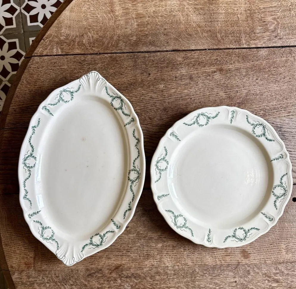 Lot de 2 plats ancien en terre de fer - Villey de Longchamp