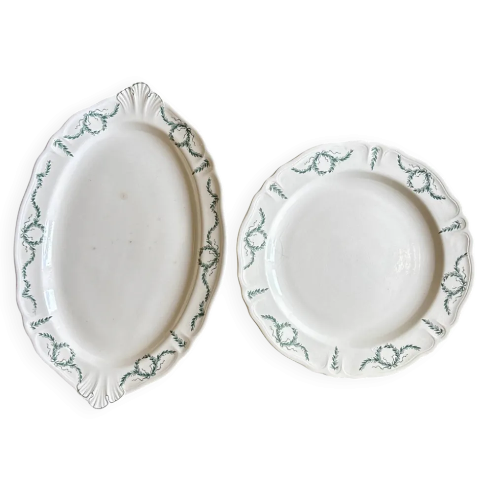 Lot de 2 plats ancien en terre de fer - Villey de Longchamp