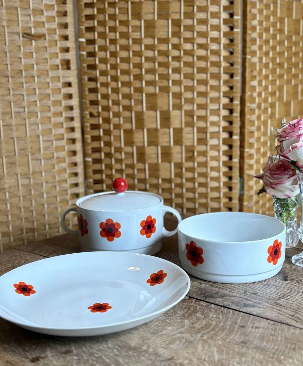 Lot de 3 plats de service vintages Scherzer Bavaria