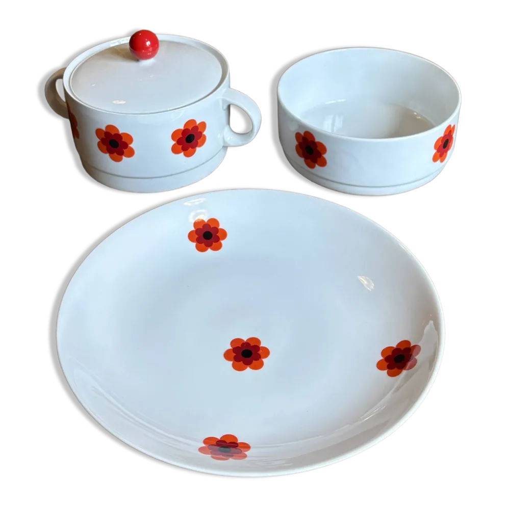 Lot de 3 plats de service vintages Scherzer Bavaria