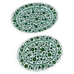 Lot de 2 plats ovales en porcelaine Rosenthal Monbijou "Giscard" vert