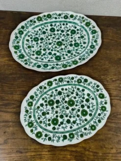 Lot de 2 plats ovales en porcelaine Rosenthal Monbijou "Giscard" vert