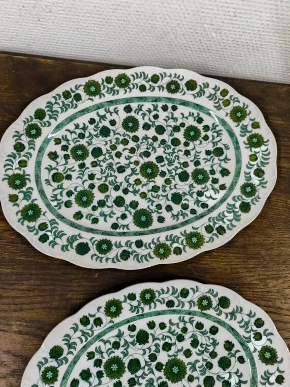 Lot de 2 plats ovales en porcelaine Rosenthal Monbijou "Giscard" vert
