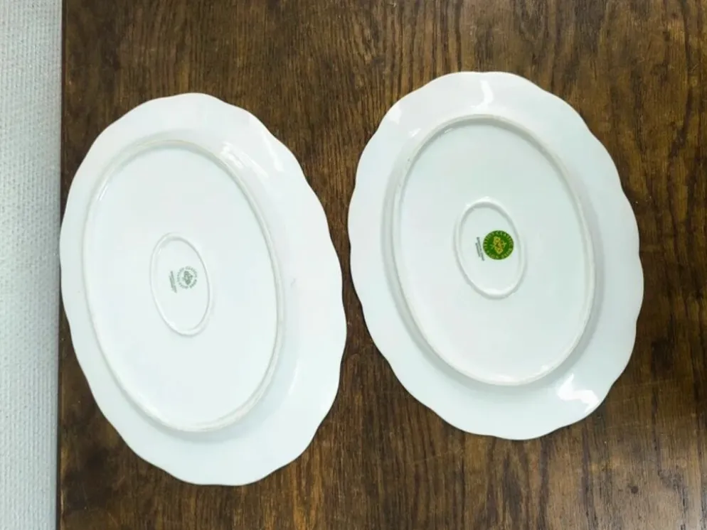 Lot de 2 plats ovales en porcelaine Rosenthal Monbijou "Giscard" vert