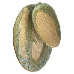 Lot de 2 plats vintage en céramique – Maïs en relief – Décor champêtre